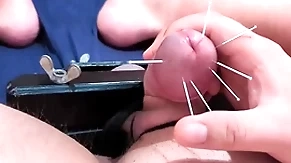 Cock skewering extreme cbt - 7 needles & cumshot with squeezed balls