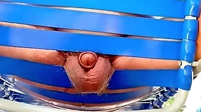 Grandpa secretly cums in his lounge chair