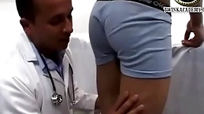 Latino boy jesus gives a urine sample added to has his teenage cock measured by burnish apply doctor during his spry exam