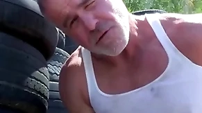 Trailertrashboys hunky dilf dale monster jerks off outdoor
