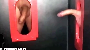 Blowjob with a lot of saliva in a double glory hole to two strangers pequeydemonio.com