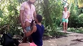 Latincum.com - spying young latin boy joins two latino studs for threesome outdoors - adrian, damian, benjamin