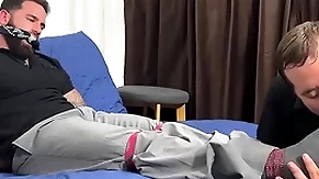 Restrained mouth folded hunk foot licked and worshipped