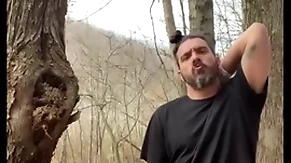 Horny latino hippie jerking off outside caught above reproach