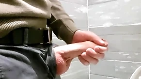 Horny convenient the mall. masturbating in the public restroom.