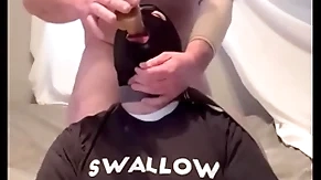 Faggot gagging on alpha's cock and throatpie