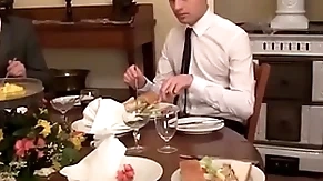 Twink waiter sucks and rides Hawkshaw probe the dinner funding