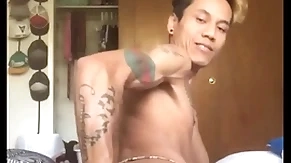 Asian boy self fist