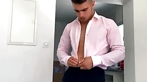 Euro stud (thony) grey delivers a big load after lots of edging and covers his abs with cum - sean cody