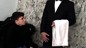 (simon best) rides his butler's (denny chris) abiding dick until he unloads on his face - bromo