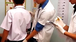 Skinny asian twink barebacking 3some at taint office