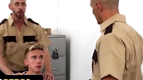 Naughty boy haulier delrey gets his tight asshole fucked by two perv officers - young perps