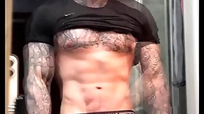 Stroking my massive cock and flexing for you before cumming