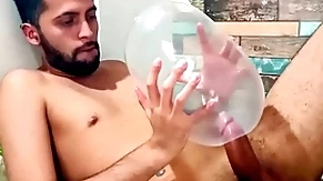 Fucking an inflated condom until i cum inside of it. i fuck it so deep it explodes. wonder how would it feel inside your ass