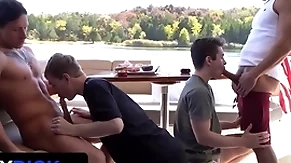 Stepdads jax thirio & dalton riley nigh turns crave their twink stepsons on high a boat - familydick