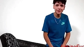 Latino on the couch with dick in his ass for money