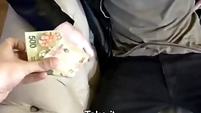 Spanish latino cab factotum paid cash by stranger for amateur fucking on camera pov