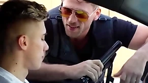 Uncaring policeman caught him jerking off back public & fucked him