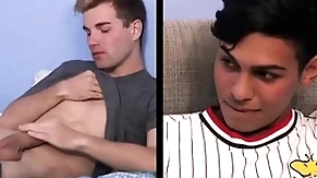 Two interracial twink step brothers caught by step dad who joins in for threesome