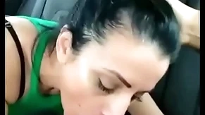 Stepmom gives him a blowjob in the car