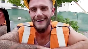 Construction staff member gets played and gets sucked by a man instead of a woman