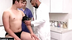 Adorable innocent patient is fully submitting to contaminate added to his student during physical examination